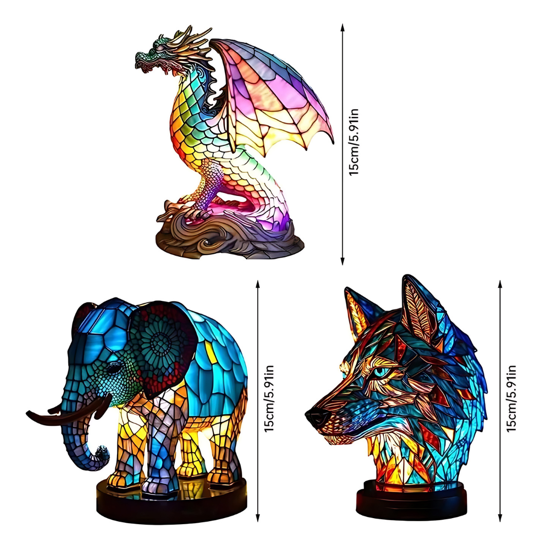 LumiereAnimale | Geschilderde glazen tafellamp