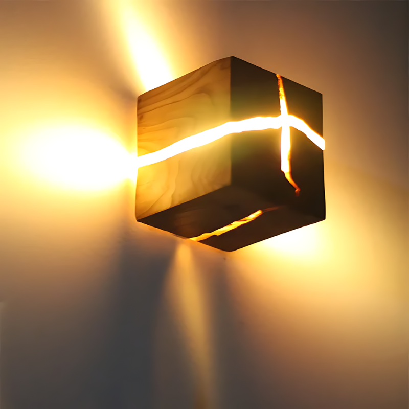 CubeÉlégance | Unieke handgemaakte kubusvormige wandlamp