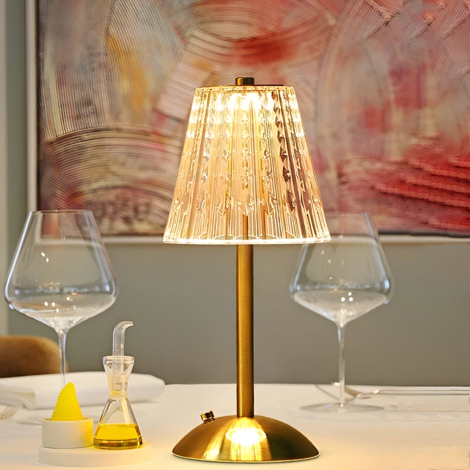 CrystalGlow | Vintage draadloze tafellamp met chic design