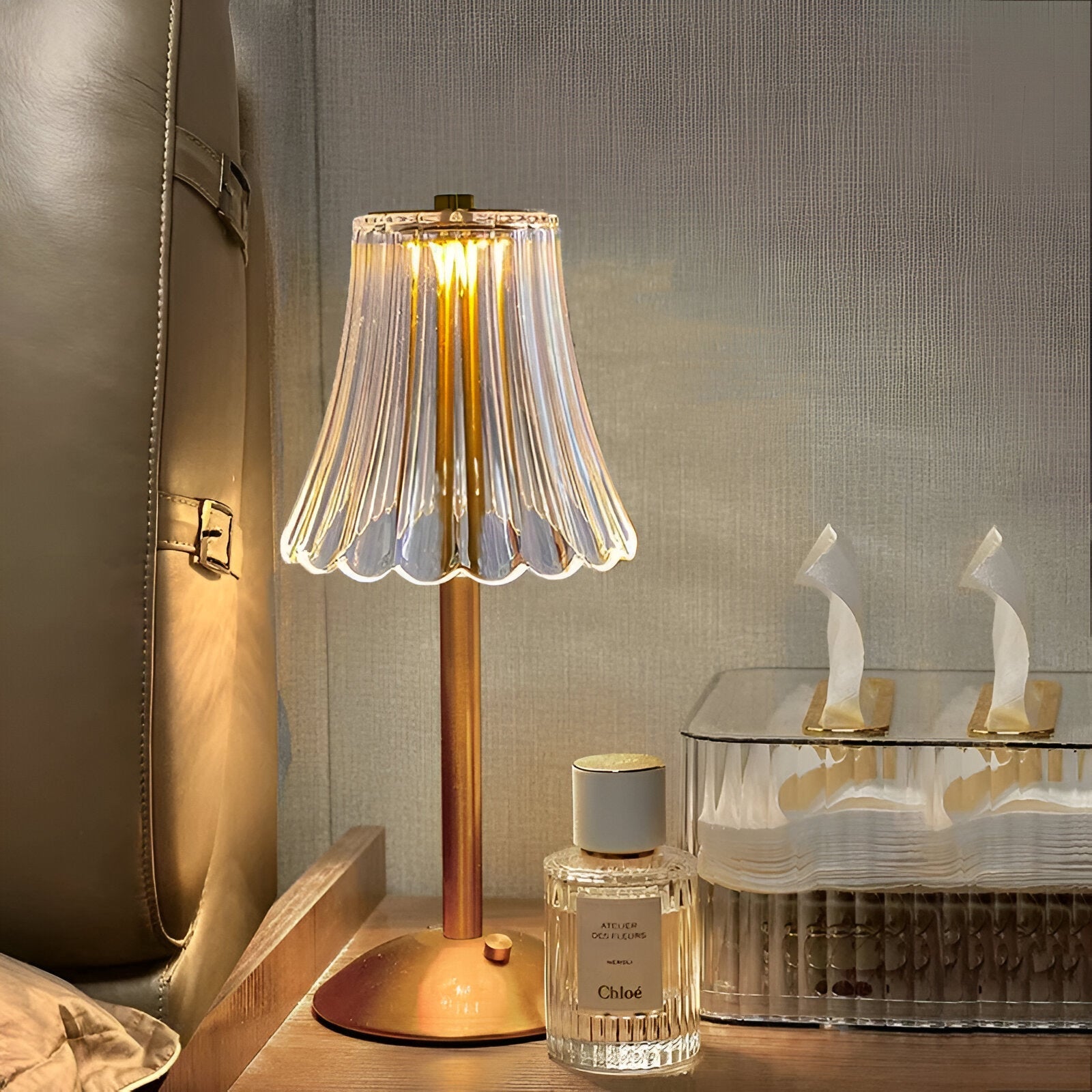 CrystalGlow | Vintage draadloze tafellamp met chic design