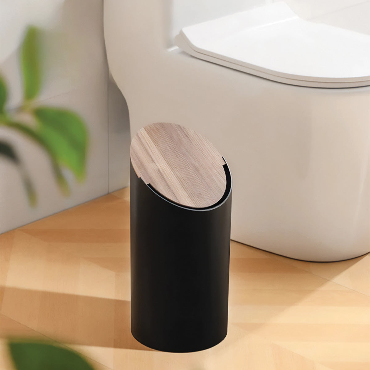 EleganceBois | Moderne houten prullenbak met anti-geurtechnologie