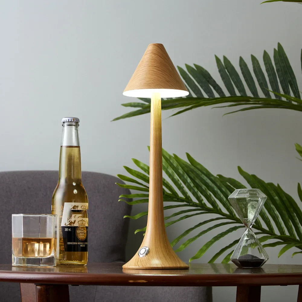 LumièreNature | Elegante en mobiele houten tafellamp voor woonkamer en kantoor