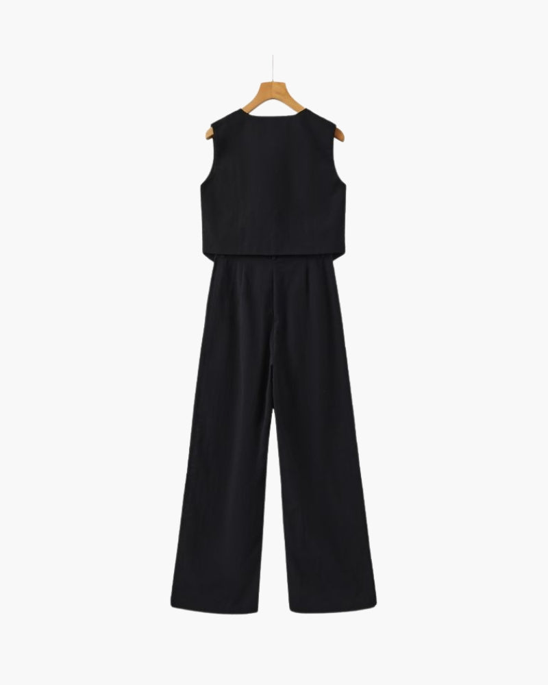 Classy Lady - Linen Two-piece Set - Old Money