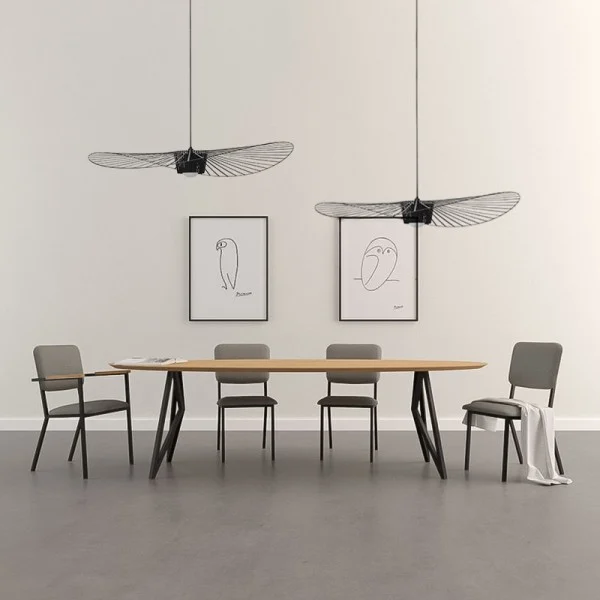 LumierePaille | Suspension Design Chapeau de Paille + Éclairage LED Moderne