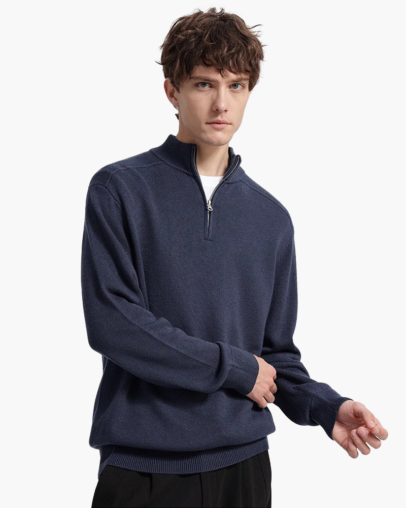100% Merino Wool Zip Up - Old Money